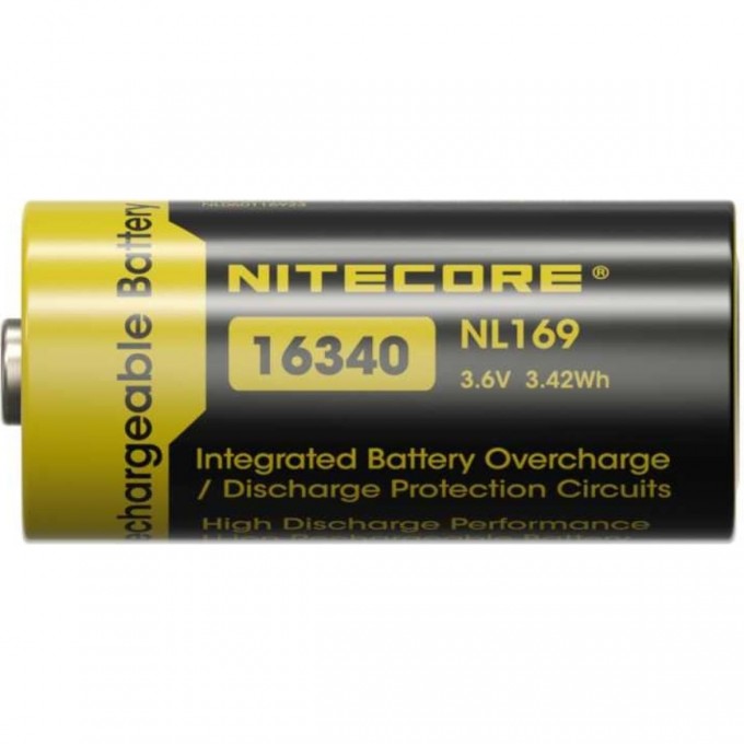 Аккумулятор NITECORE NL169 RCR123/16340 Li-ion 3.7v 950mAH Аккумулятор с защитой 0346