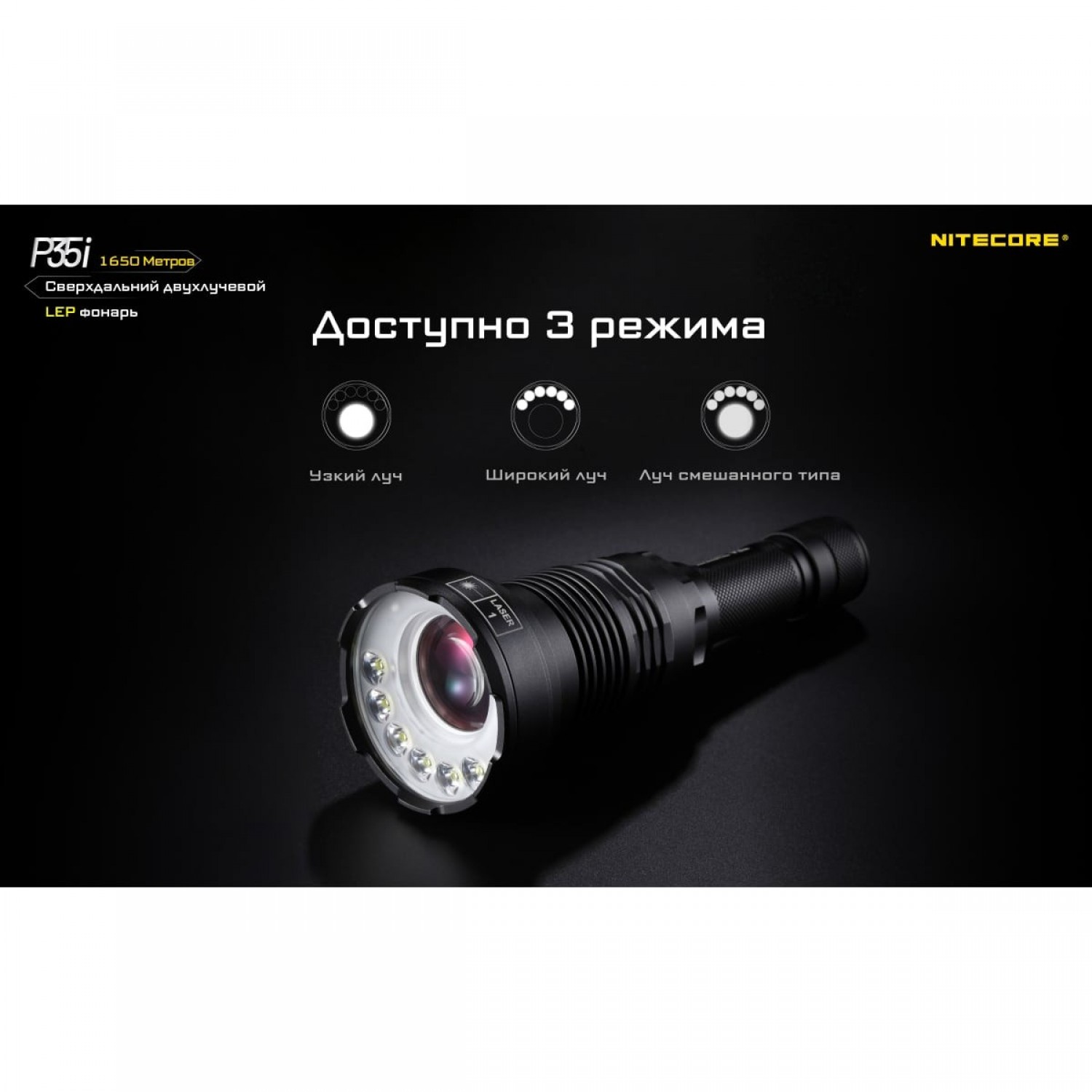 NITECORE P35i LEP Laser + CREE XP-G3*6 22296. Купить Поисковый фонарь на  Официальном Сайте NITECORE в России.