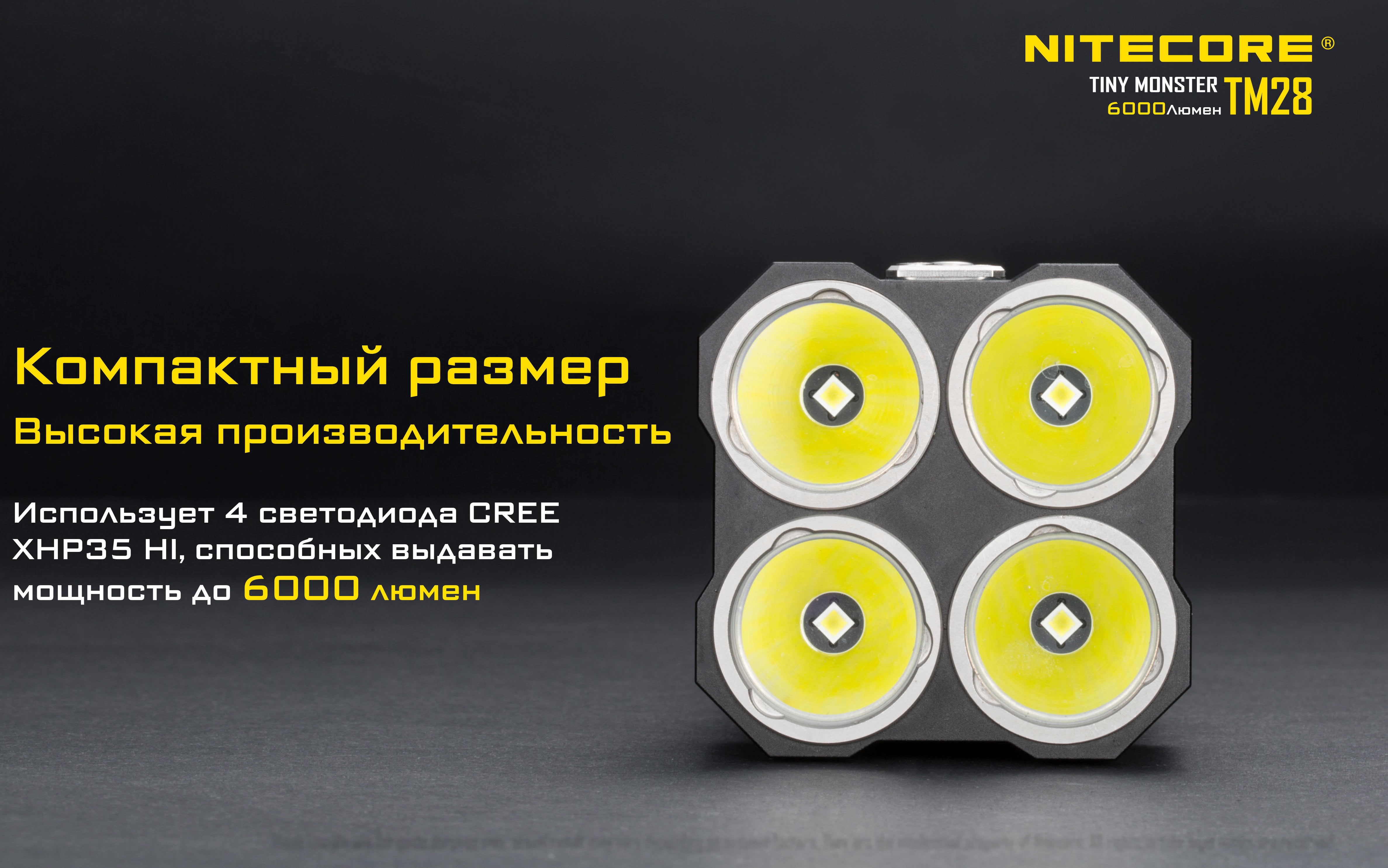 Обзор NITECORE TM28. Универсальный ручной фонарь с четырьмя мощными  светодиодами